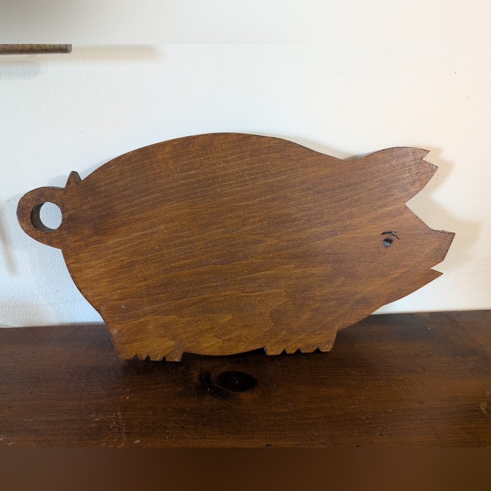 Vintage Rustic Farmhouse Primitive Wood Pig Cutting Bread Charcuterie Board Farm